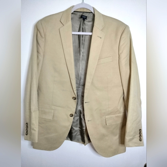 J. Crew (Size 38S) Men's Tan Cotton Blend LS Ludlow Button Suit Jacket Blazer - Picture 1 of 14